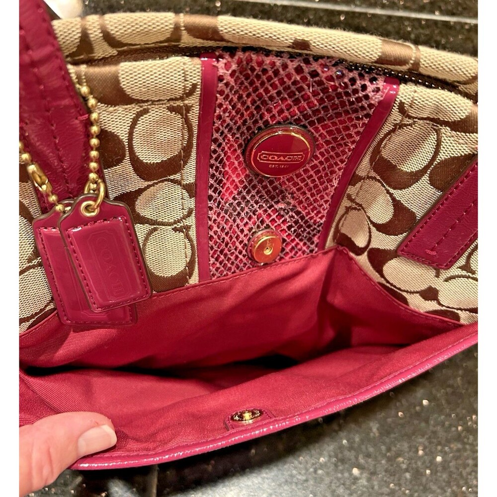Coach Signature Raspberry Pink Python Snake Strip… - image 4